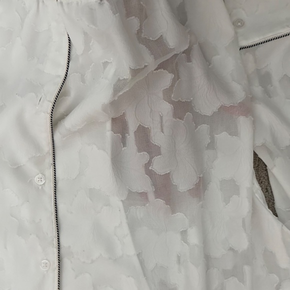 Valleyouth Embroidered White Semi-Sheer Shirt with Contrast Piping - Picture 11 of 11